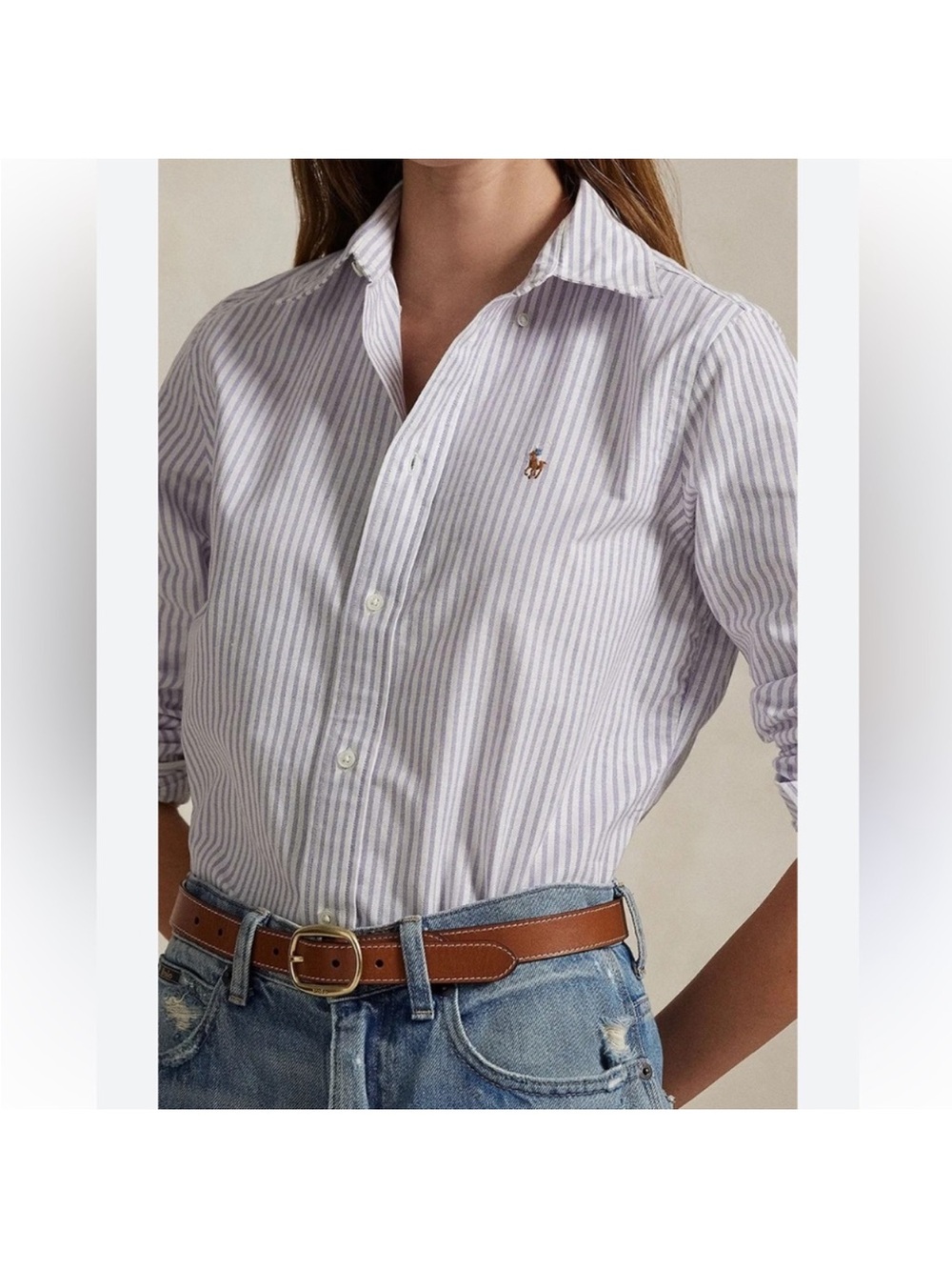 Ralph Lauren Blue & White Stripe Button-Down Shirt